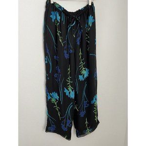 Lane Bryant Design & Co Pants Women 14-16 Black Lined Chiffon  Floral Elastic